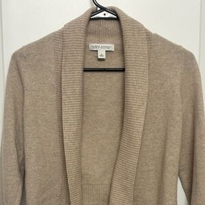 Banana Republic Heathered Camel Shawl-Collar Open Front Cardigan